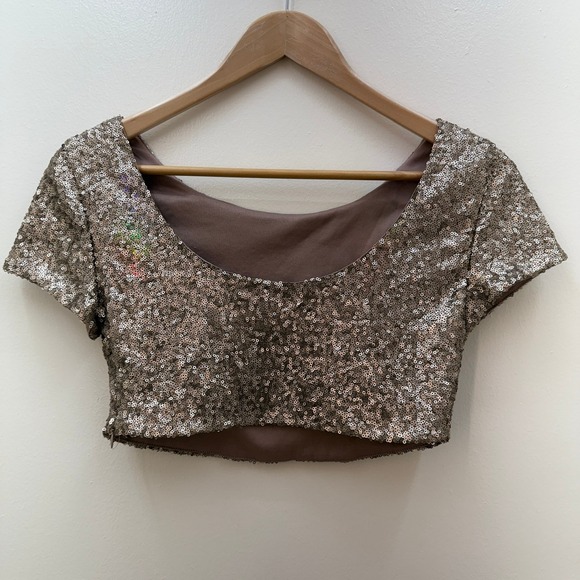 Tobi Tops - Tobi Sequin Crop Top Size S Short Sleeve Blouse Party Shimmer Fairy Coquette